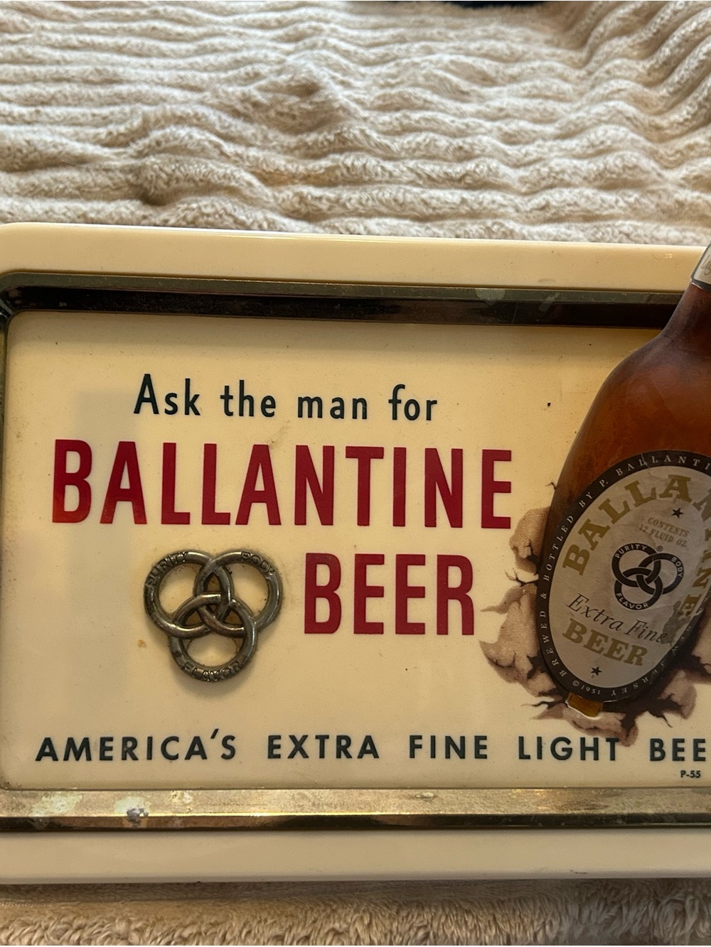 Ballantine Beer Vintage-Style Wall Sign in Cream and Red - Picture 4 of 5